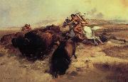 Charles M Russell Buffalo Hunt china oil painting reproduction